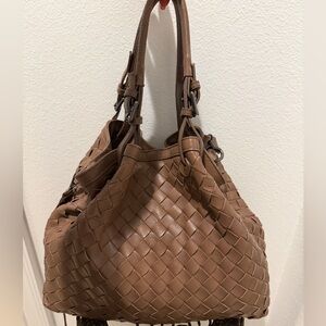 Laura DiMaggio, genuine leather, made in Italy  Brown Woven Tote Bag